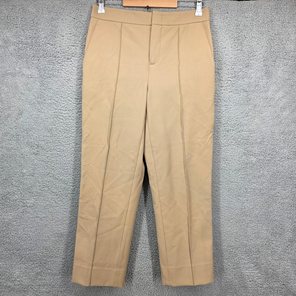 Vince Women's Size 4 Tan Beige Pleated Front Cropped Trouser Pants‎